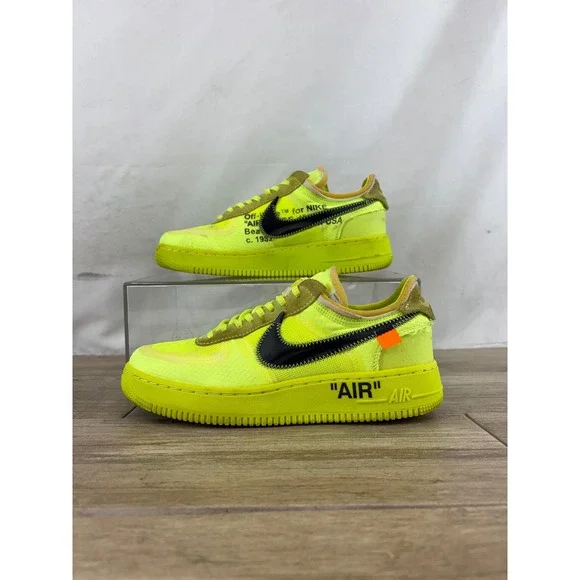 Off-White x Nike Air Force 1 Low Volt Neon Yellow Black AO4606-700 Mens Size 7 - Picture 1 of 9